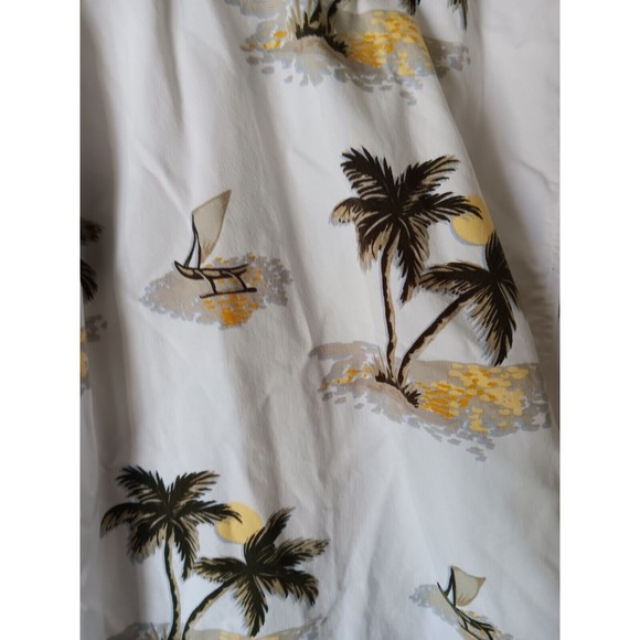 Michael Austin Mens Hawaiian Shirt XL Cotton Short Sleeve Pam Trees Cream - Picture 10 of 15